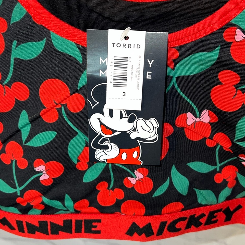 NWT Torrid Disney Mickey Minnie Sports Bra/Bralette, Size 3 - Picture 3 of 4